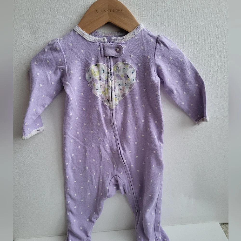 6m Carter's Lavender Baby Footie with Floral Accents